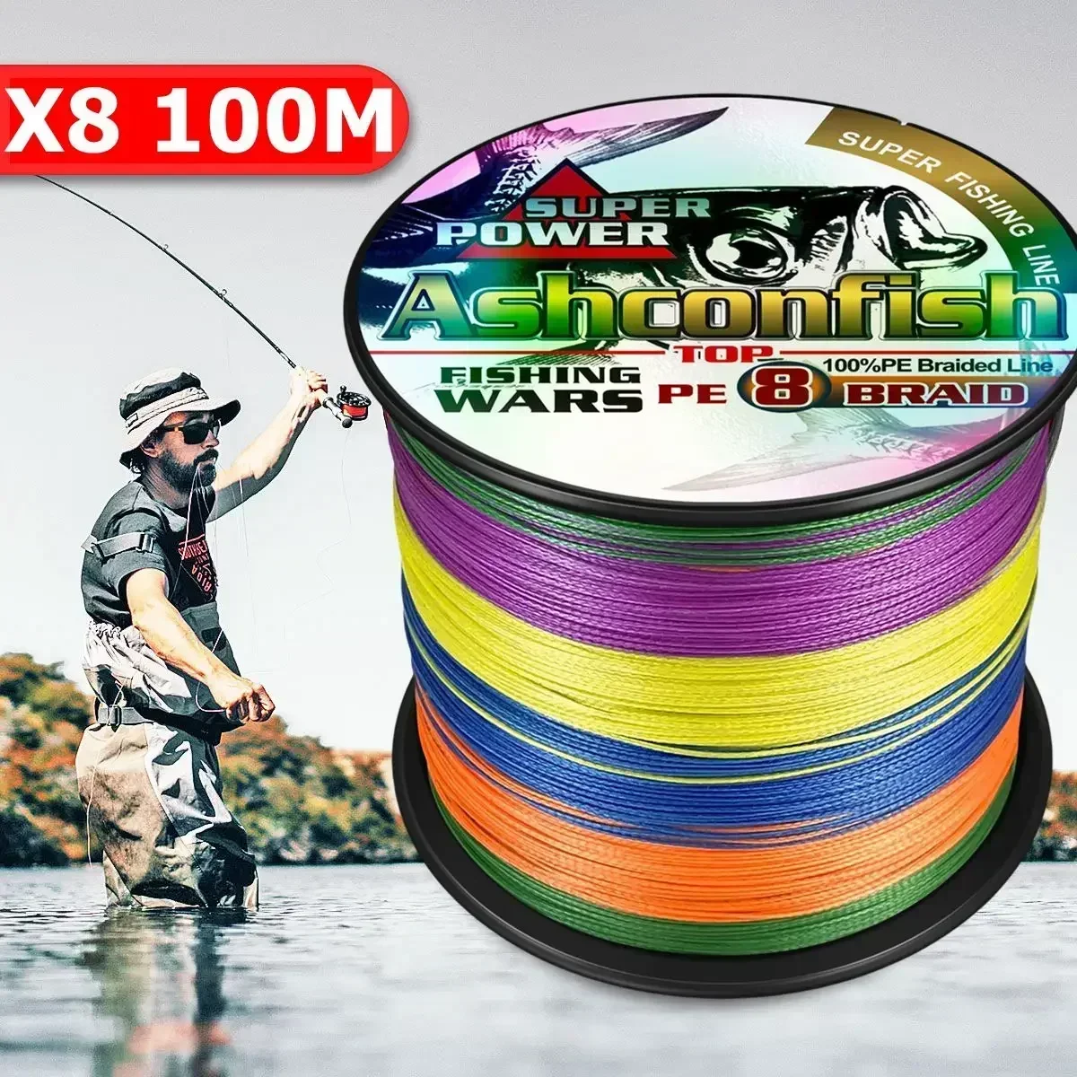 Ice Fishing Line - สาย X8แอชคอนฟิชถักเอ็นตกปลาเส้นใย8เส้นแข็งแรงมากสายถัก100เมตรตกปลาทะเล