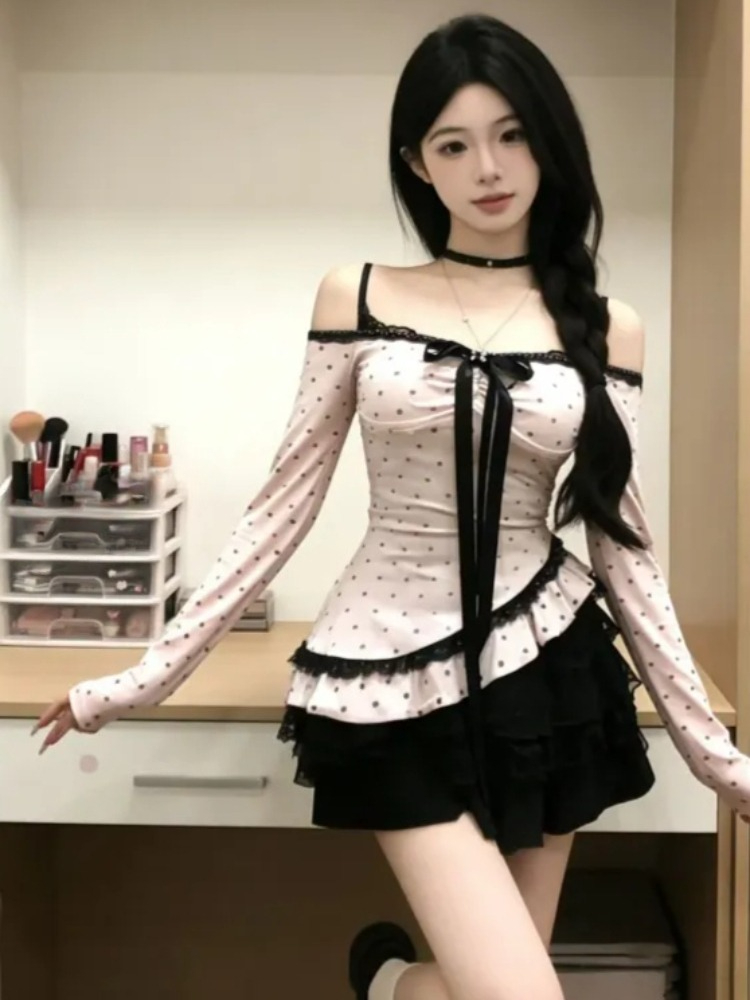 ชุดสไตล์ญี่ปุ่นหวานๆ แนว Y2K เ - Fly Line บทวิจารณ์และราคา